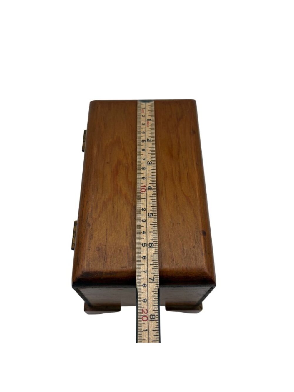 Vintage Rustic Solid Wood Footed Jewelry or Trinket Box With Hinged Lid - 7" X 4 - Picture 4 of 13